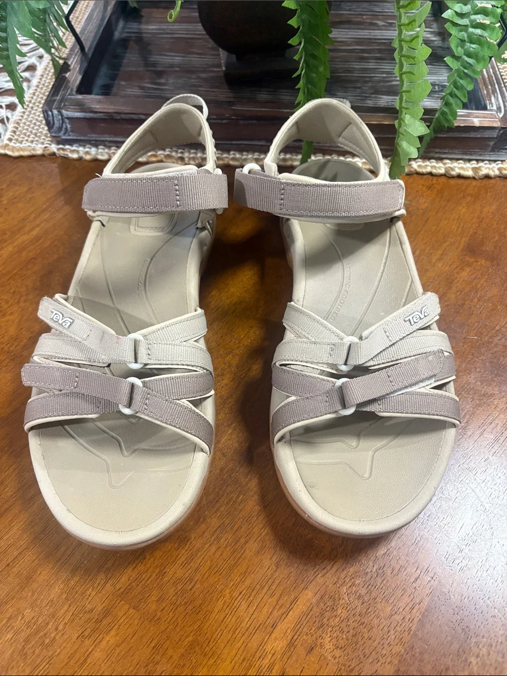 Teva Women’s Taupe and Beige Strappy Sandals